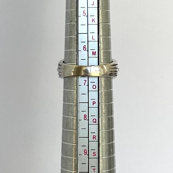 Sterling Silver 925 Cushion Cut Amethyst Double Citrine Wide Band Ring Sz 6.5 - Picture 9 of 16